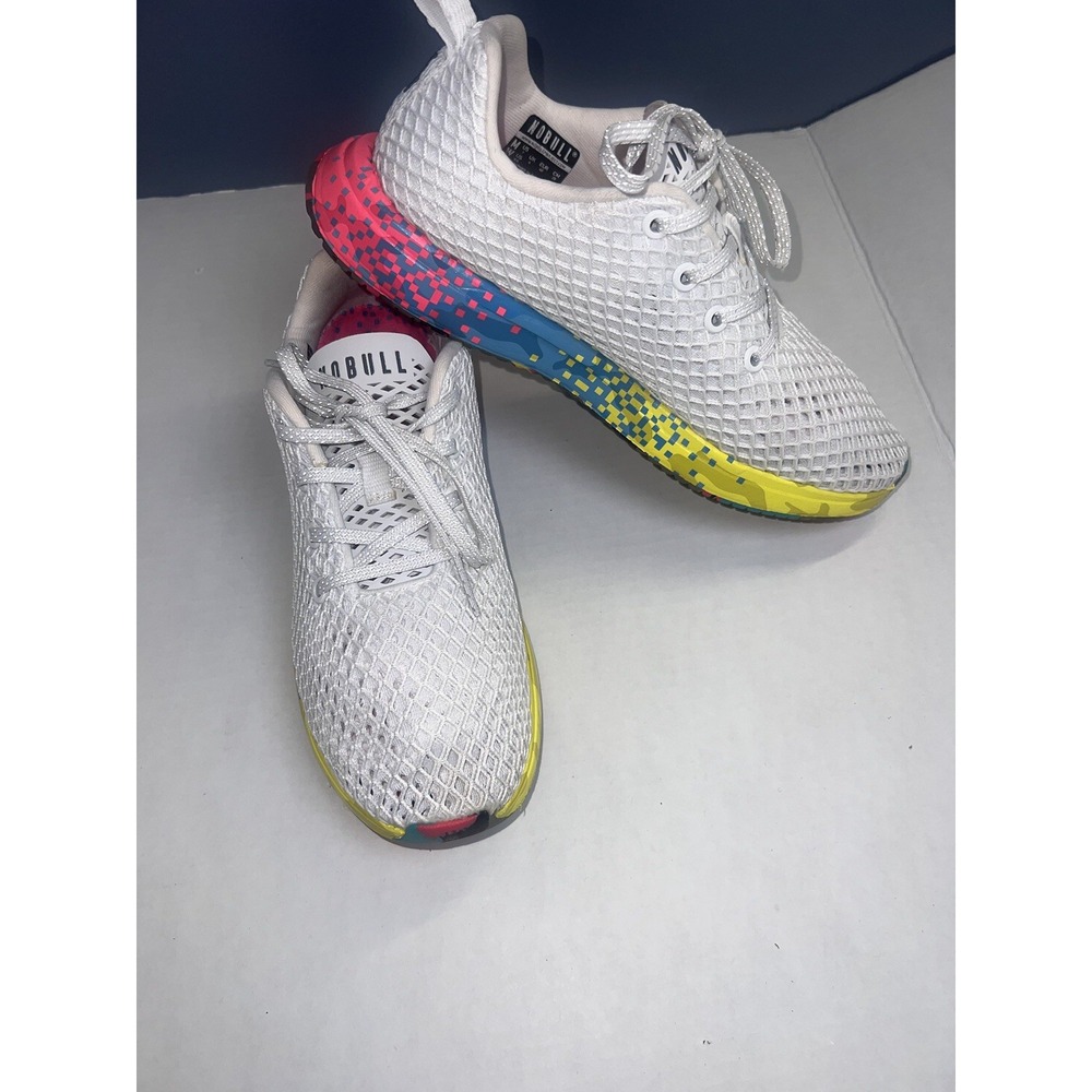 NOBULL Trainer Shoes Womens Size 8.5 White Mesh Floral Training Sneakers Gym